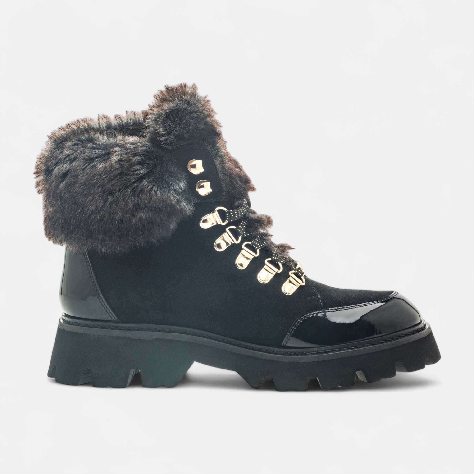 Bottines à lacets Femme en cuir noir