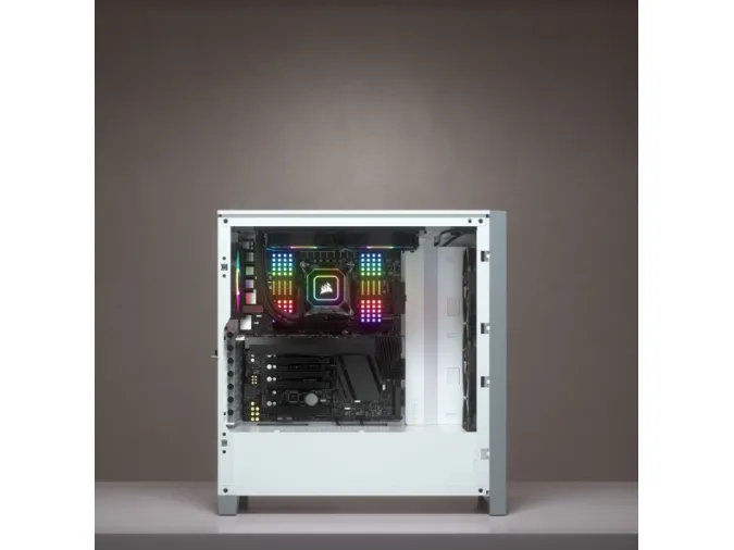 Corsair iCUE 4000X RGB – Miditower - ATX - ingen strømforsyning - Hvid - USB/Lyd
