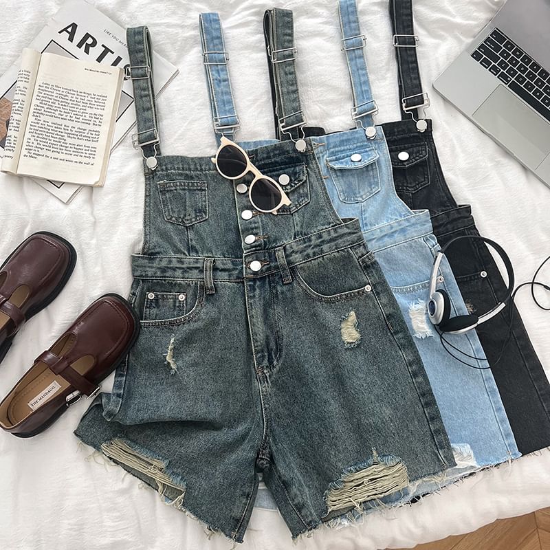 Babique - Versleten wijde denim romper