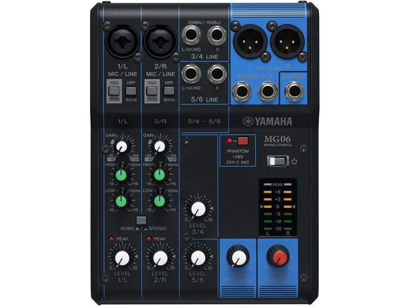 Yamaha Mischpult MG06 - 6-Kanal, analog Tragbarer 6-Kanal-Analogmixer