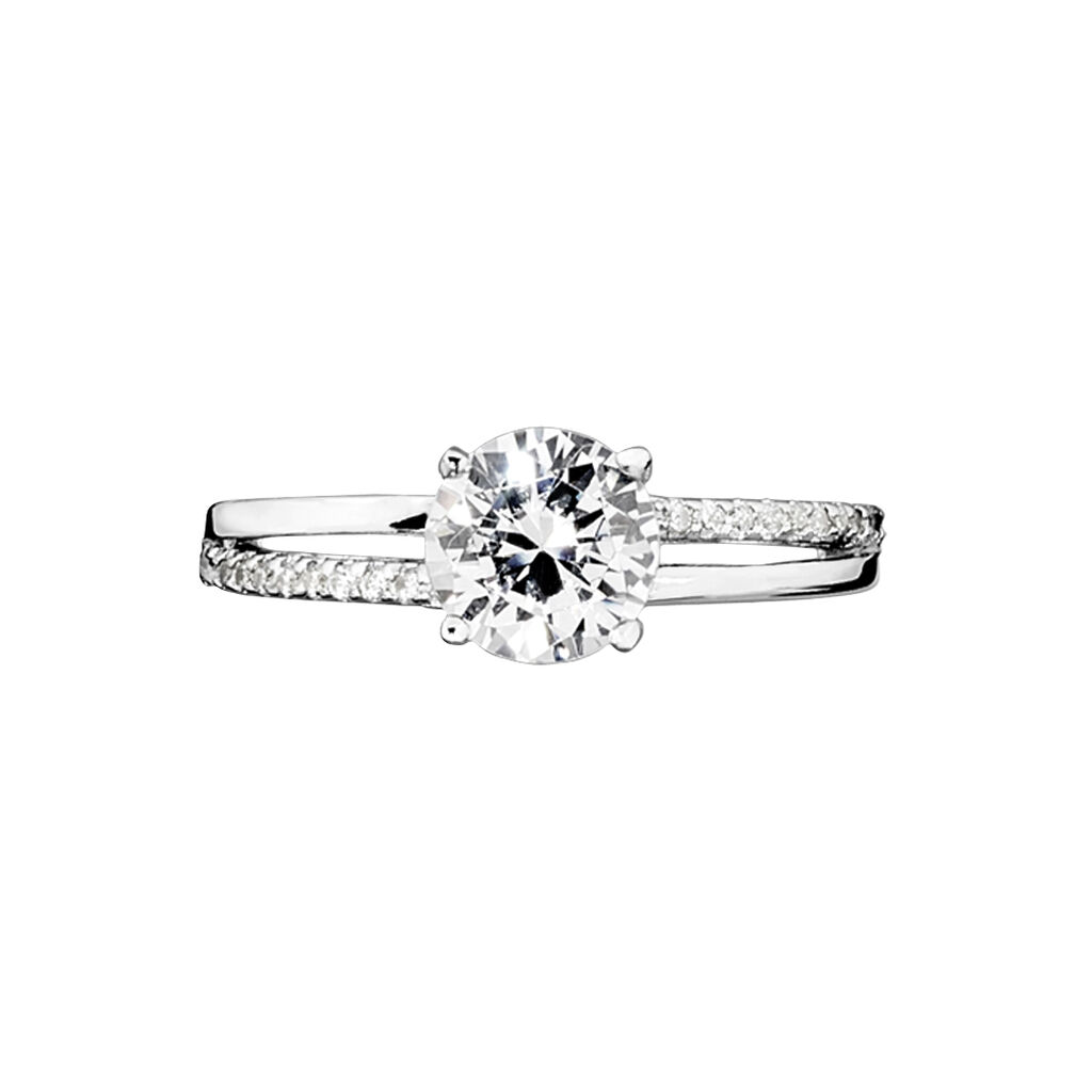 Bague Solitaire Poseidon Argent Blanc Oxyde De Zirconium
