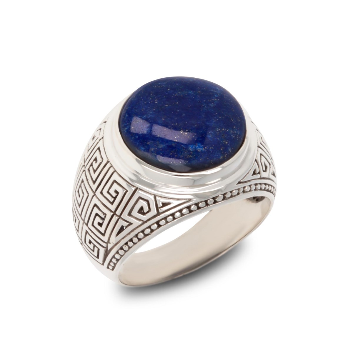 Bague Chevalière en Argent Vieilli avec Lapis Lazuli - Cadeau Homme Tendance | Aden