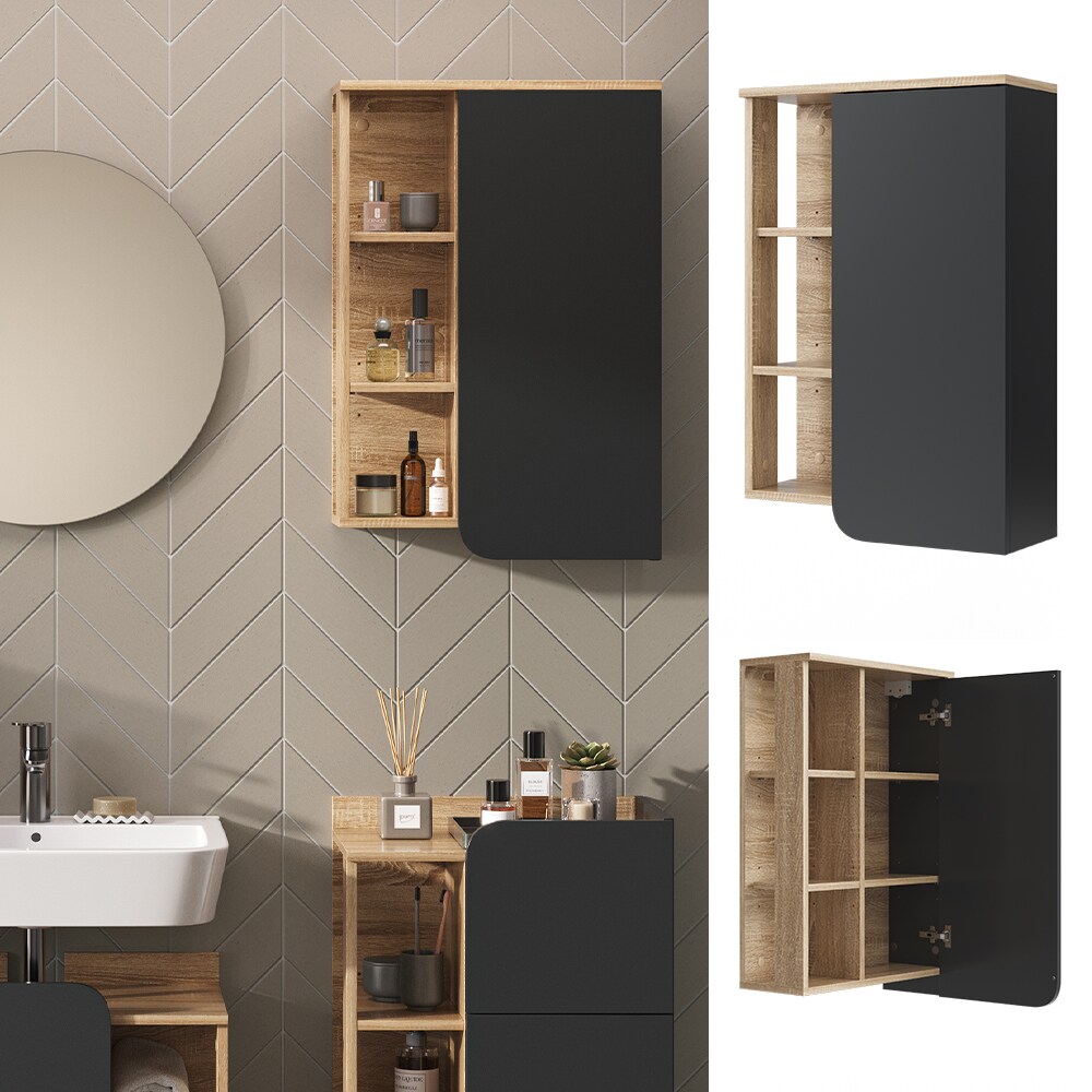 Vicco Hängeschrank Karen Sonoma Anthrazit 50 x 75 cm Tür offene Fächer
