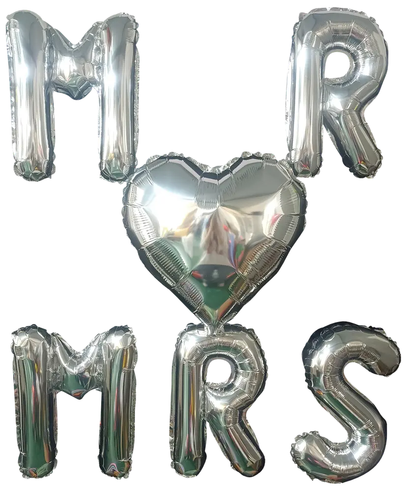Folieballon 40 cm Mr&Mrs - Sølv