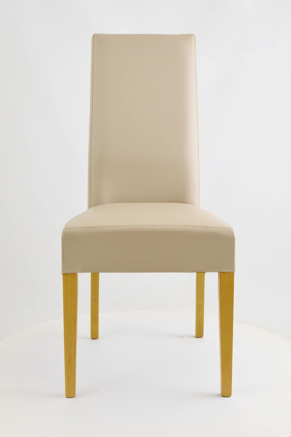 t m c s Tommychairs - 4er Set Moderne Stühle Luisa für Küche und Esszimmer, robuste Struktur aus lackiertem Buchenholz Farbe Eiche, Gepolstert und mit Kunstleder in der Farbe Leinen bezogen