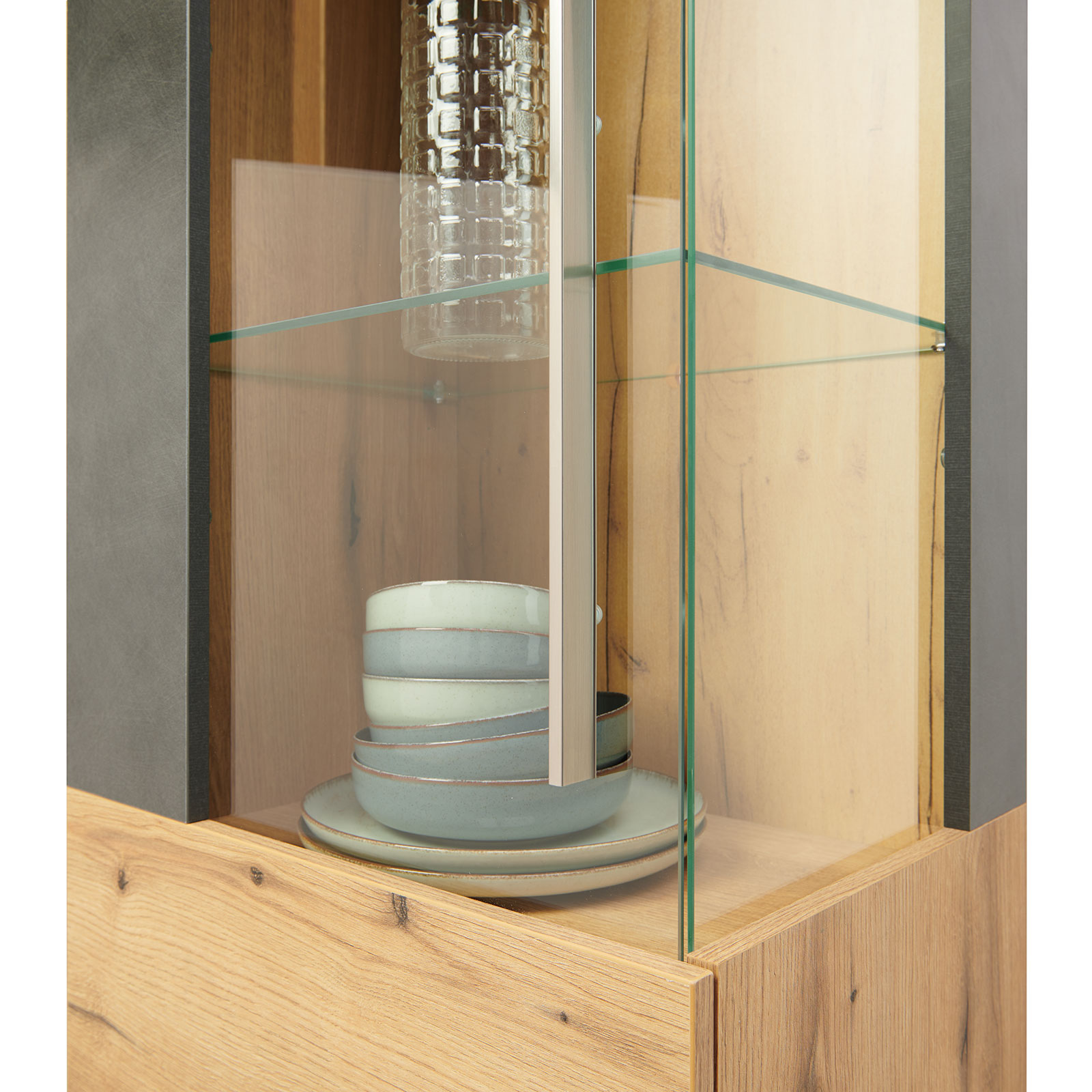 Standvitrine - Coast Evoke Eiche - Matera dunkel - 201 cm