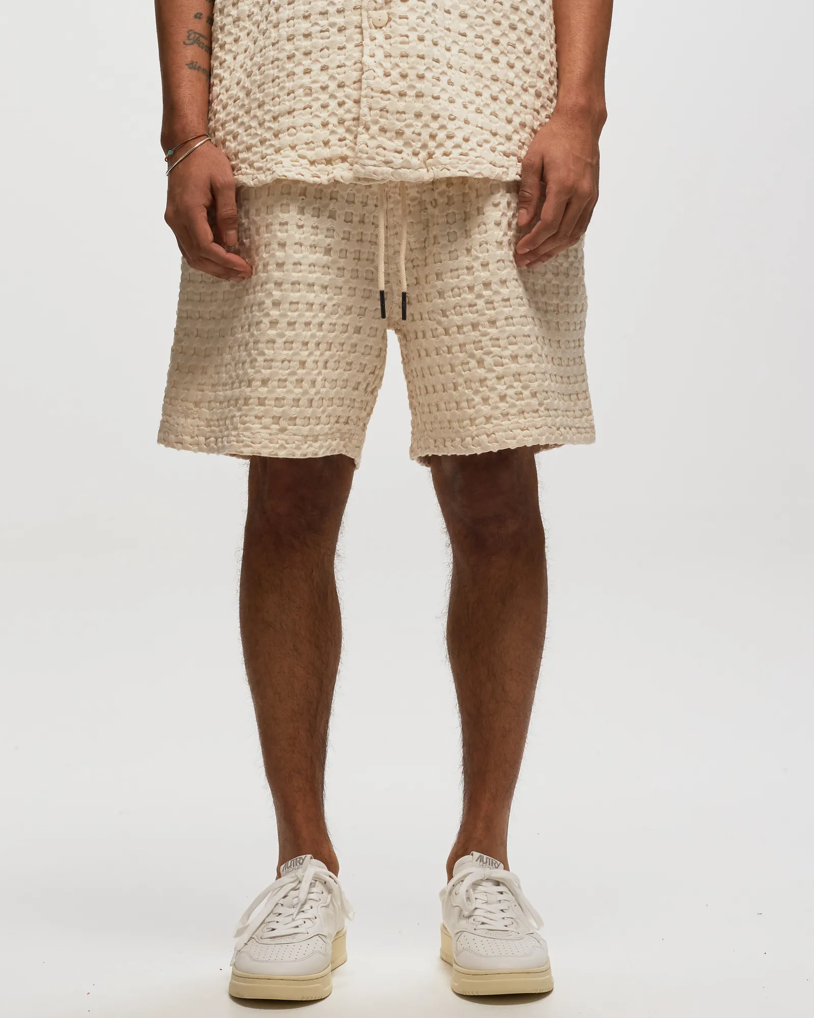 OAS Ecru Porto Waffle Shorts