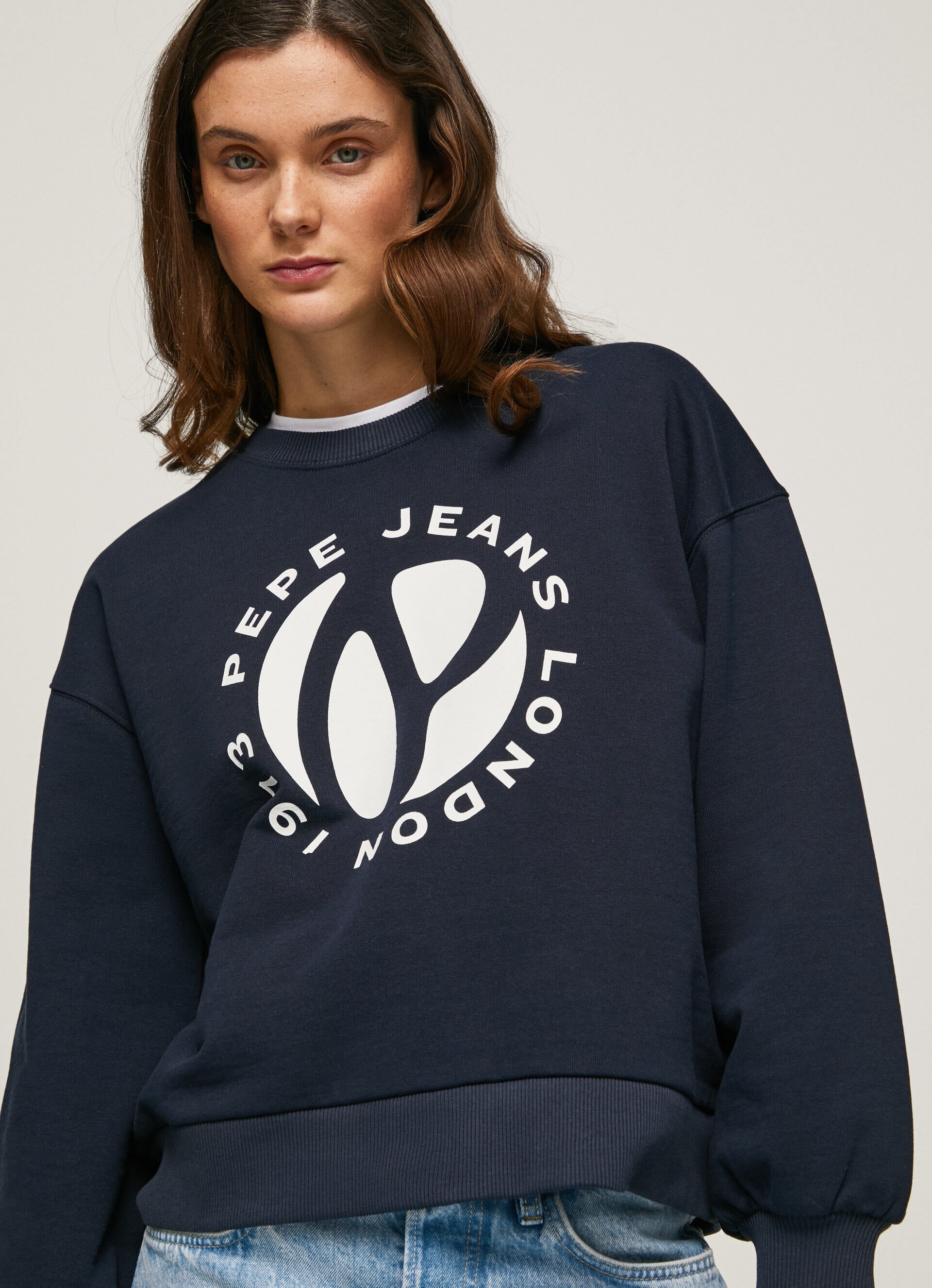 Moletom de algodão com logo circular - azul dulwich