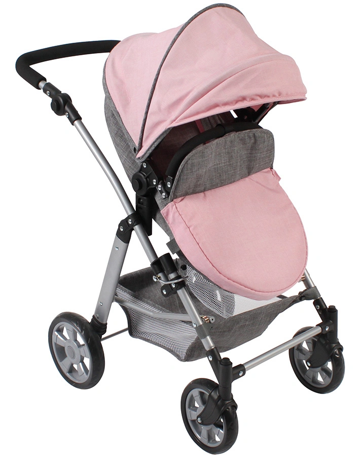 Kombi-Puppenwagen NELE in rosa/grau melange