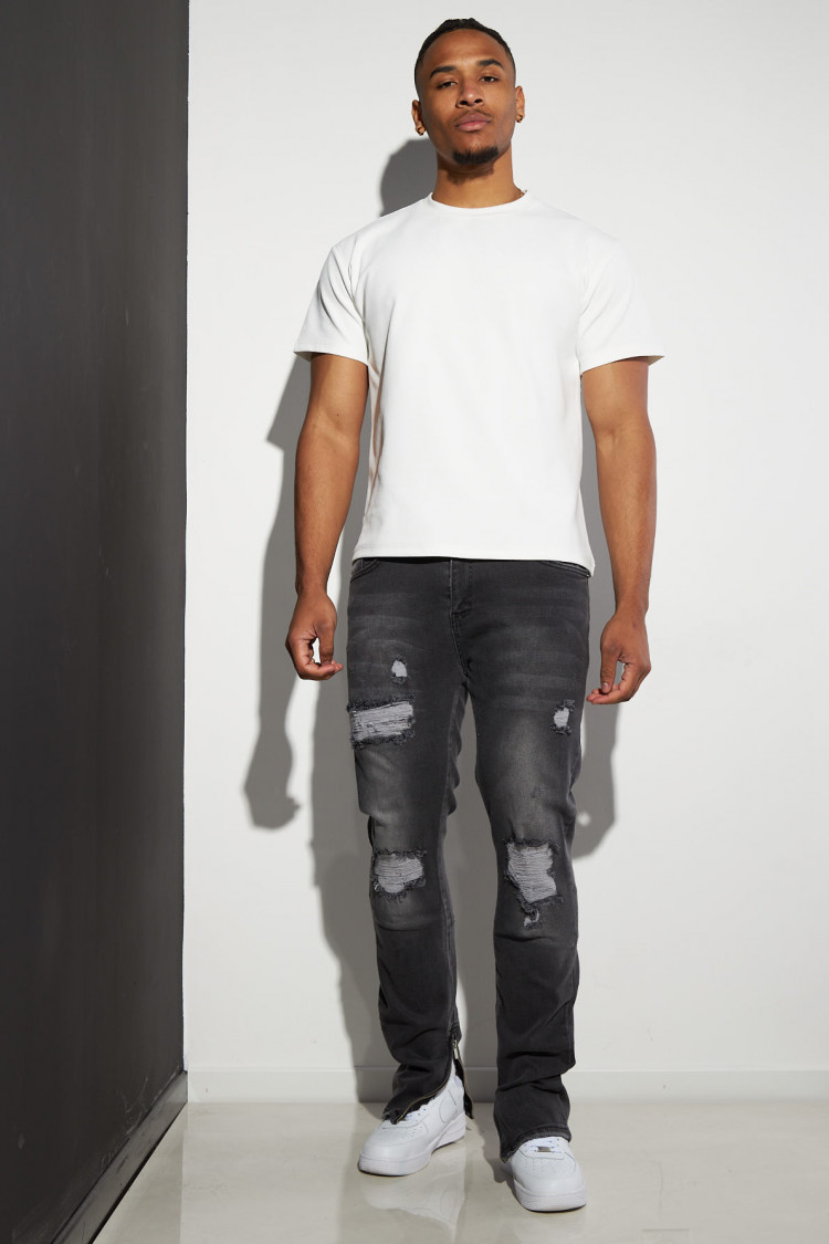 Jeans gris déchiré