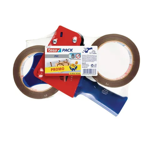 tesa Handabroller inkl. 2 Rollen tesa Pack PVC braun 66mx50mm