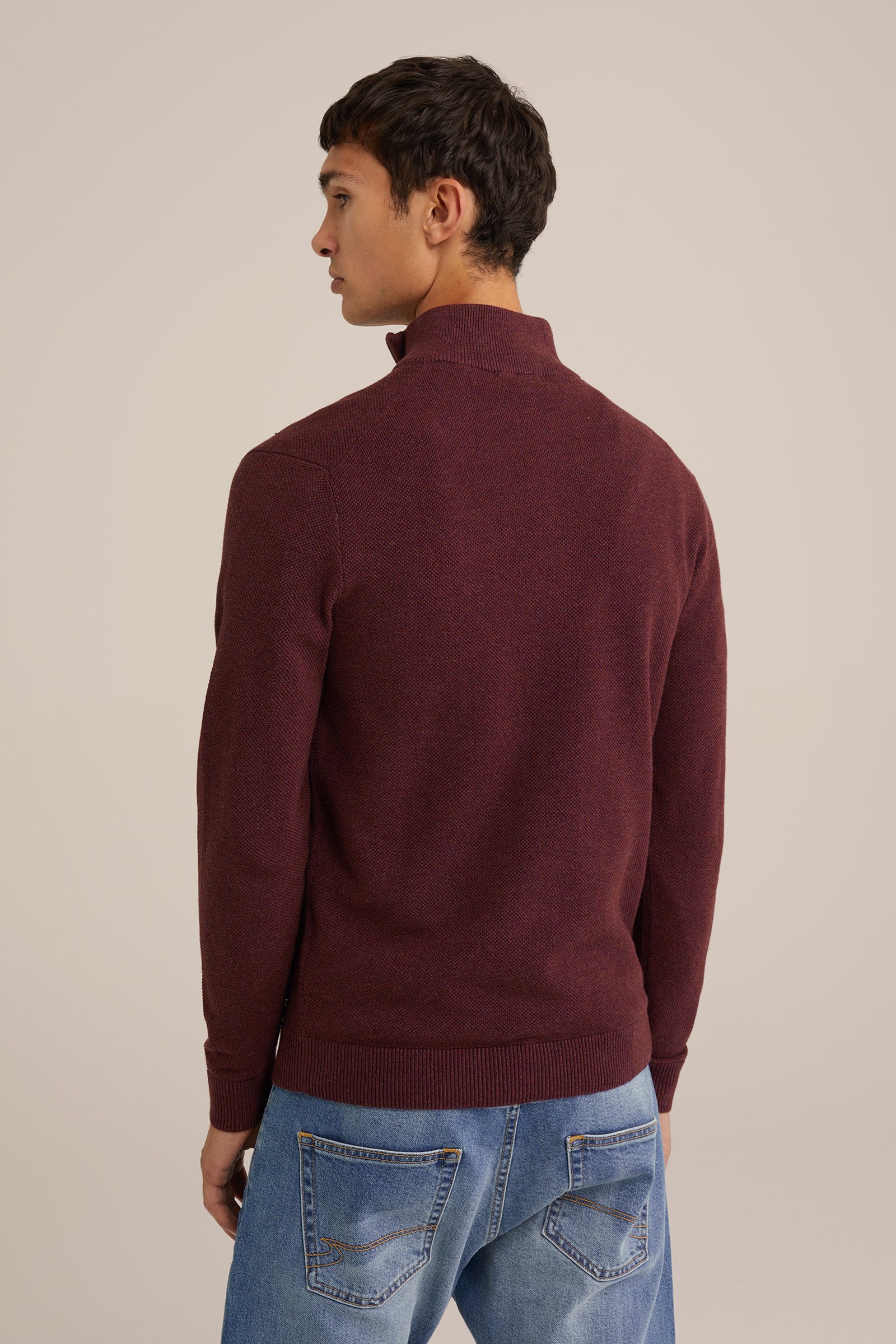 trui met rits WE Fashion Bordeauxrood