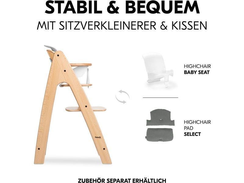 Hauck Hochstuhl Arketa N Play Beech Stilvolle Holzhochstuhl mit Play Tray im Set