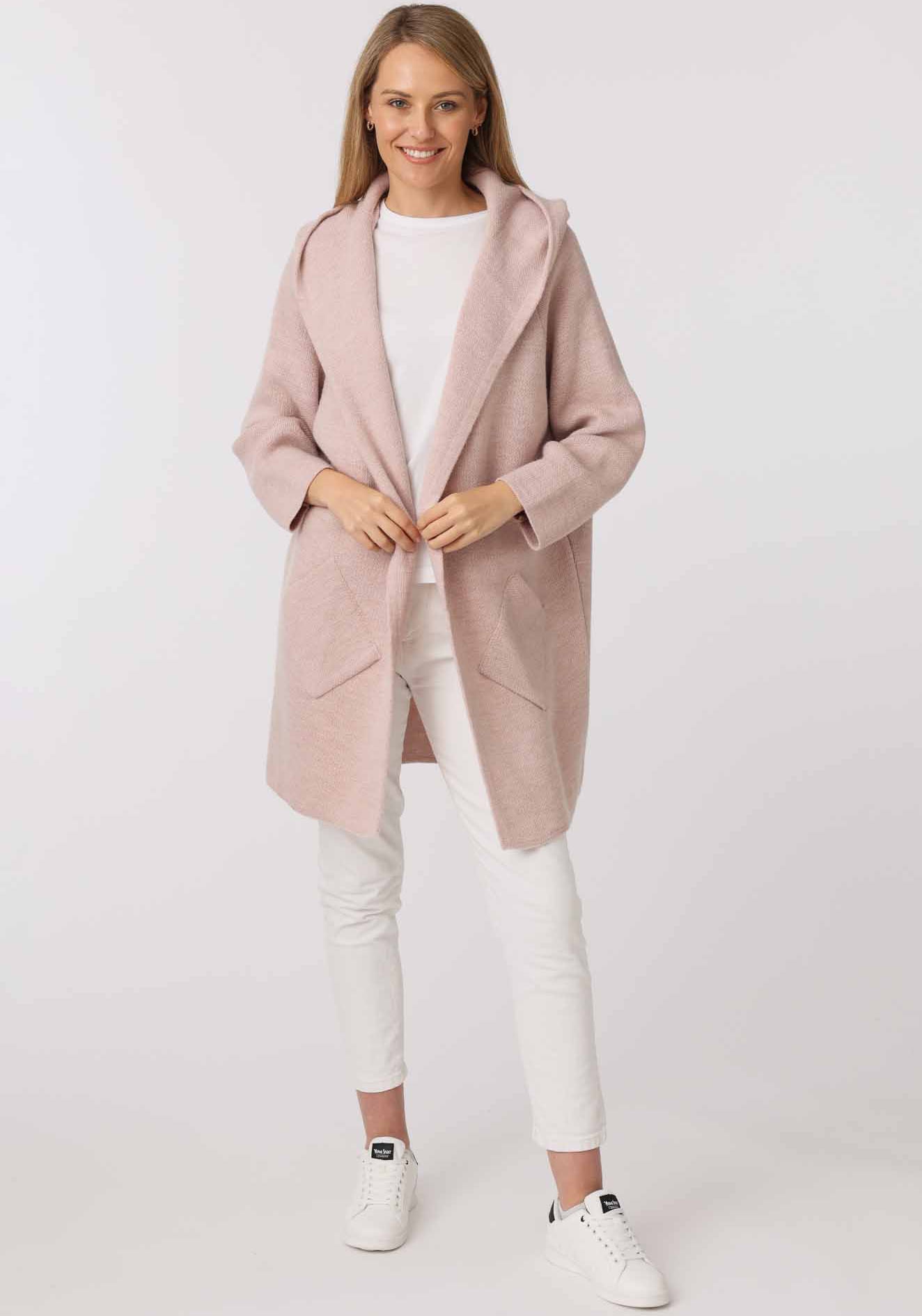 Zwillingsherz Strickjacke Langarm, bequem, Taschen, One Size, ohne Verschluss, Kapuze