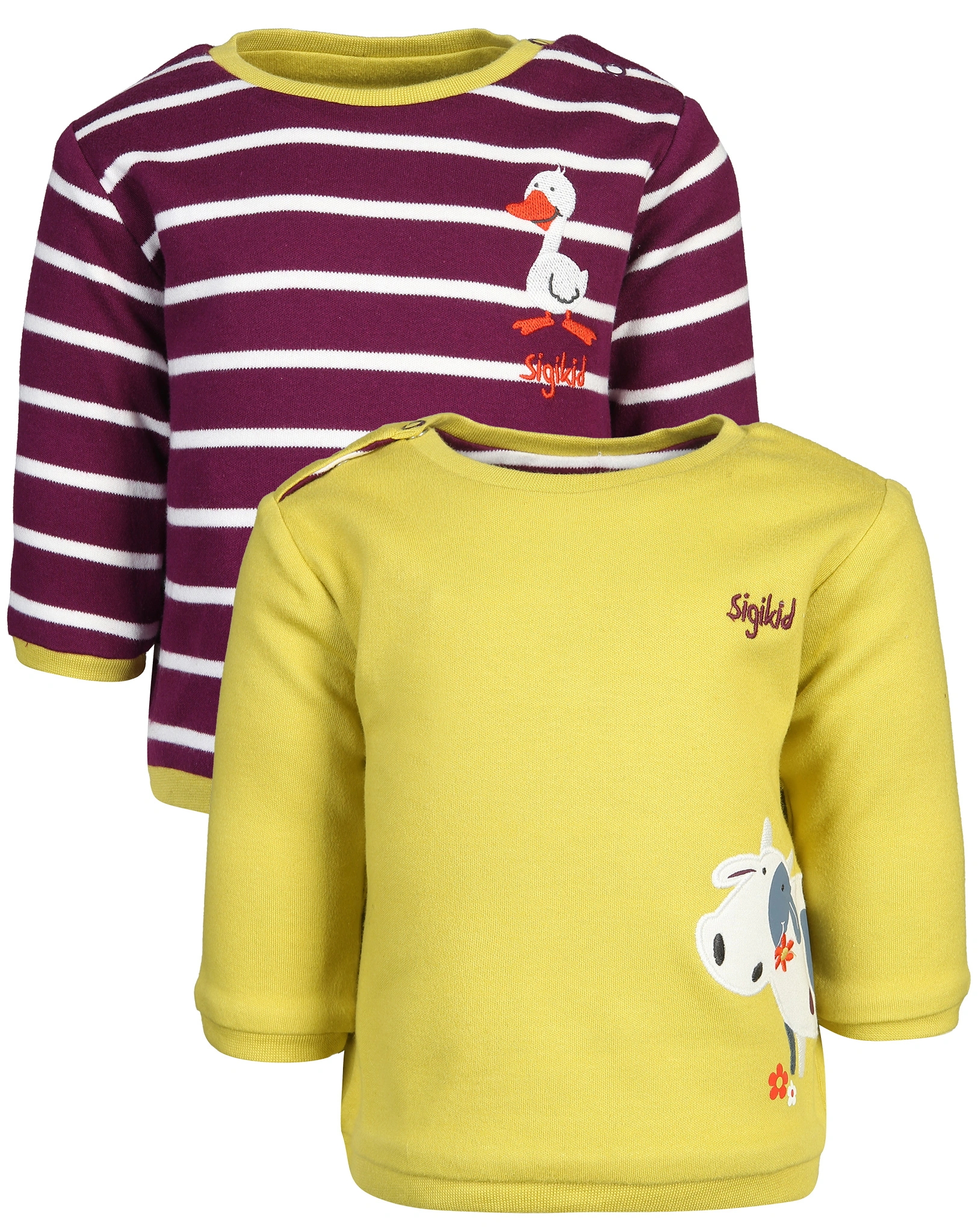 Wendeshirt FARM ANIMALS gestreift in lila/grün