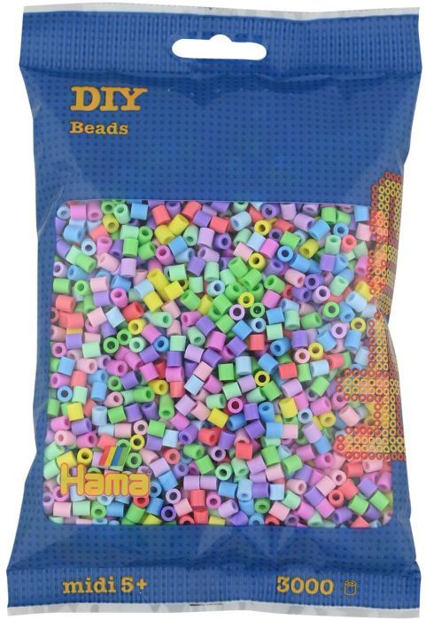 Hama® Bügelperlen Midi - Pastell Mix 3000 Perlen (6 Farben)