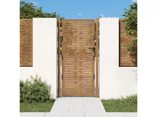 Portail de jardin 105x205 cm acier corten conception de carré