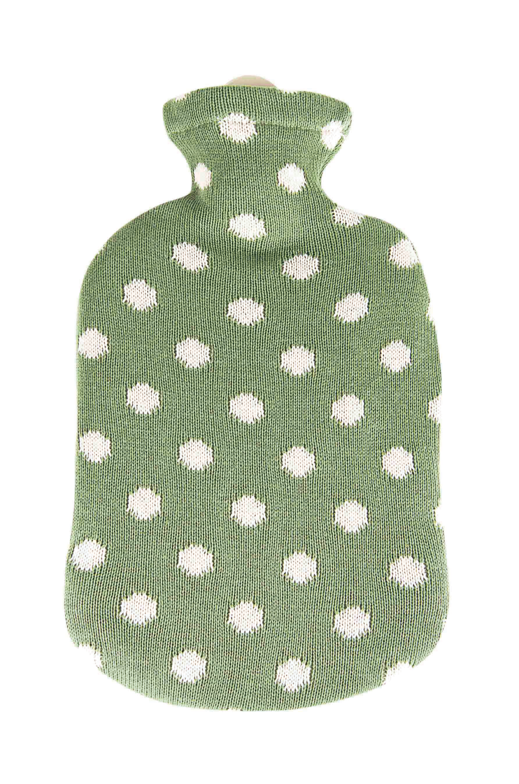 SAENGER Wärmflasche 2l Strickbezug grün Punkte 1 Stk