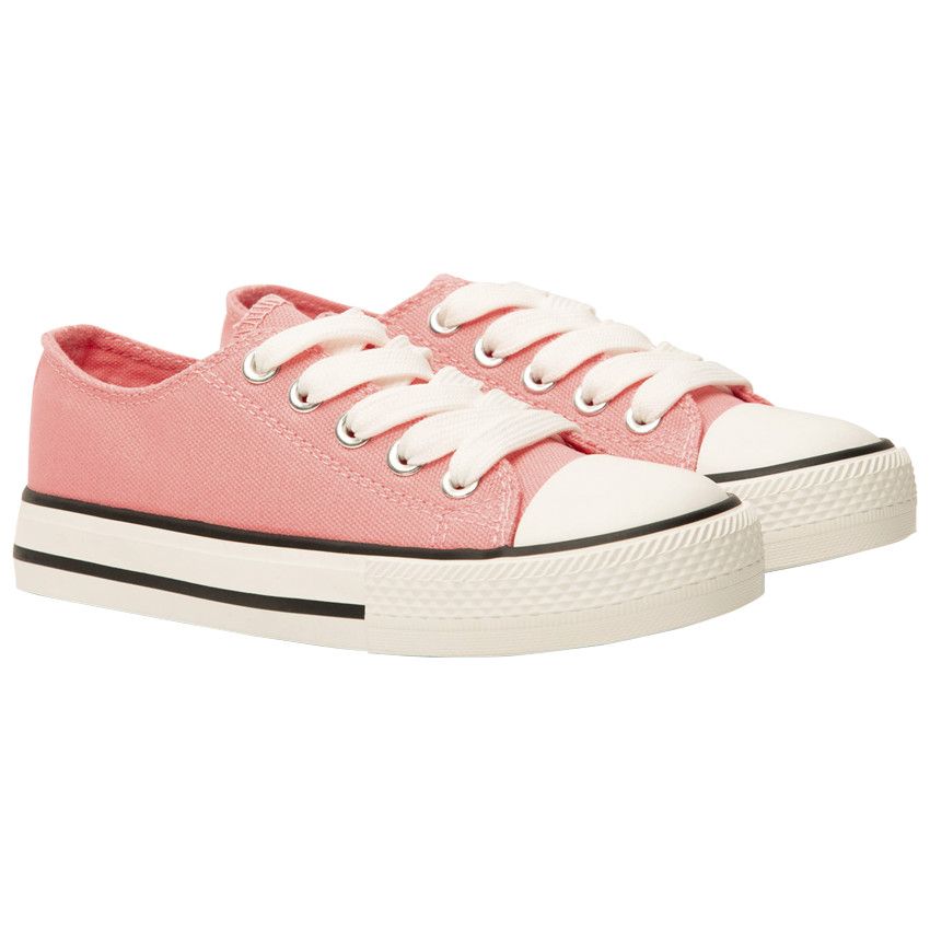 Baskets basses en toile roses avec lacets pour fille - Multicolore