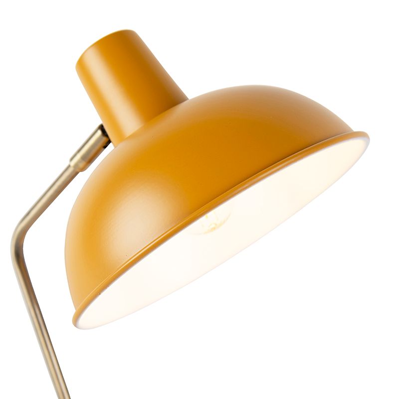 Retro tafellamp geel met brons - Milou