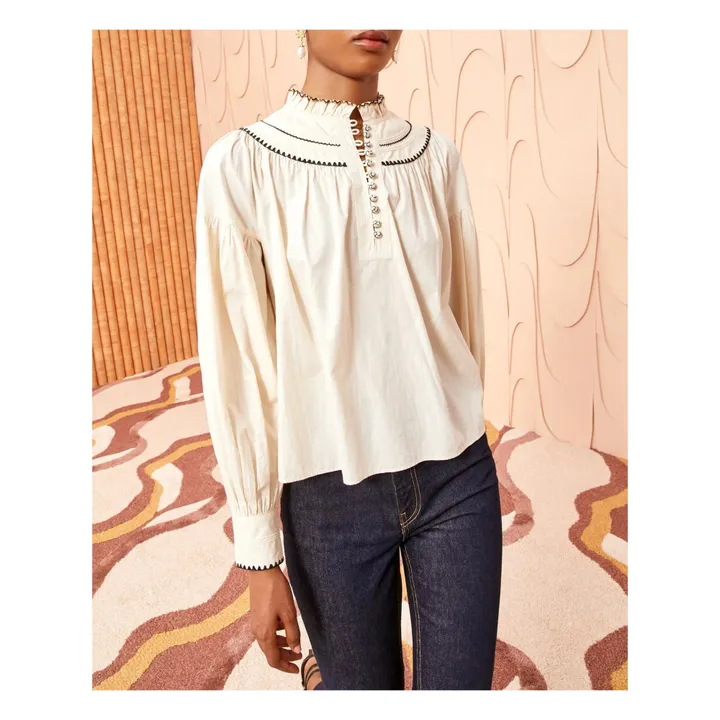 Ulla Johnson Blouse Lennie Popeline de Coton | Ivoire