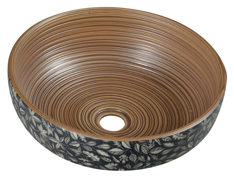 Sapho Priori keramische ronde waskom 40cm bruin/blauw