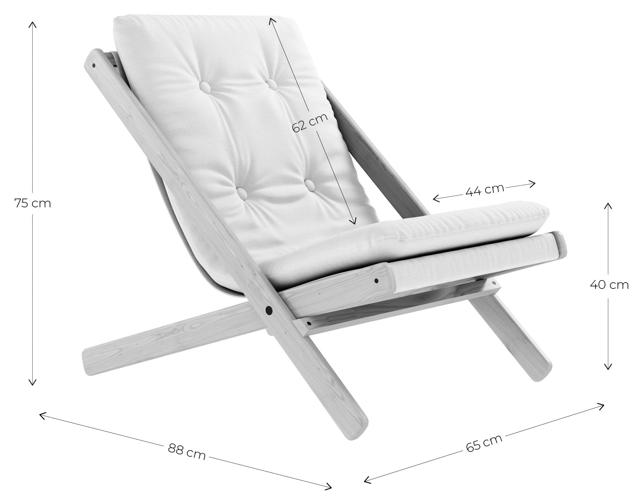 Karup Design Loungesessel »BOOGIE Out™, Gartenstuhl, Outdoor,  aus FSC®zertifiziertem Massivholz« (B/H/T ca: 65x75x88cm) Farbe Weiss, Grau oder Beige, 1 Stk. tlg. inkl. Auflage, Schmutz- und Wasserabweisend, Made in Europe
