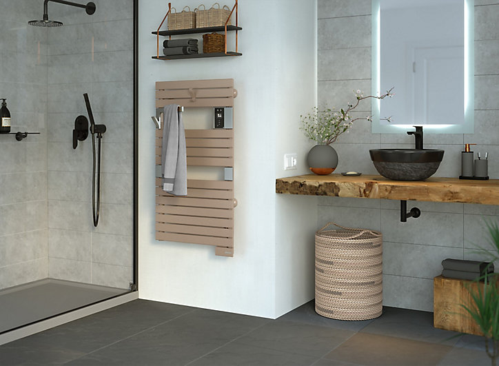 Sèche-serviettes électrique à inertie fluide Sauter Asama connectable cappuccino 500W