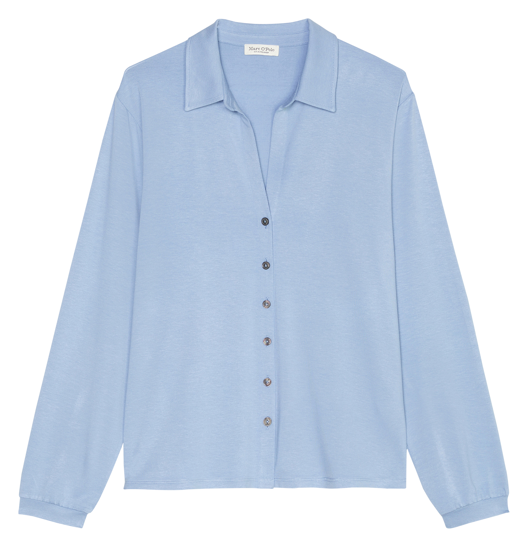 Chemise droite col V | Bleu