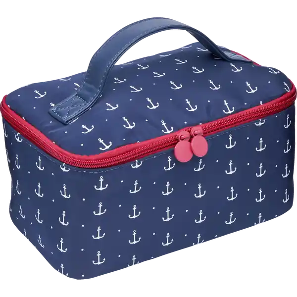Kosmetiktasche blau mit Ankerdruck