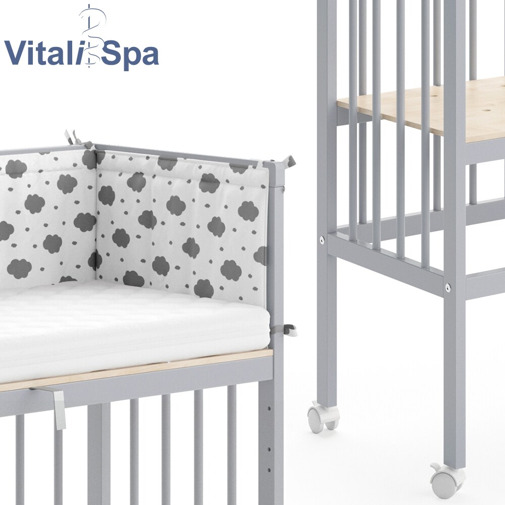 VITALISPA Beistellbett SOPHIE Grau Babybett Stillbett Stubenbett Nestchen Boxspringbett