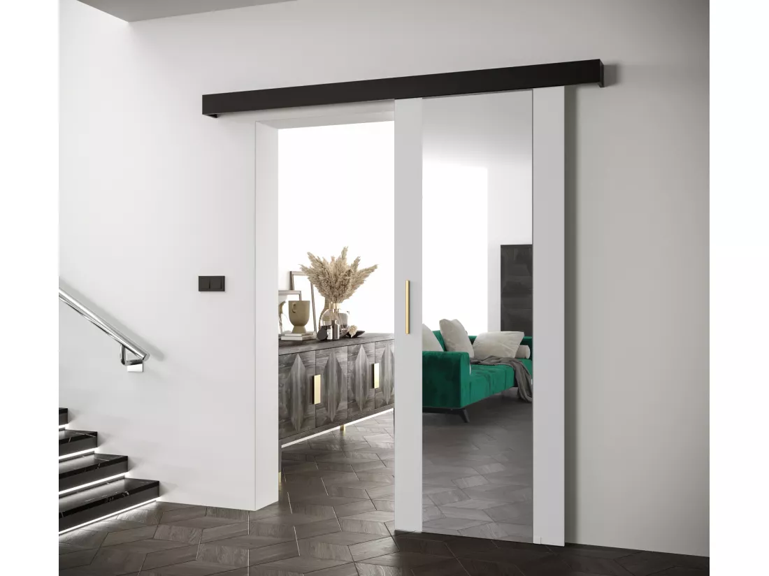 Portes coulissantes Salwador II 90x204 cm (Blanc / Noir / Or)