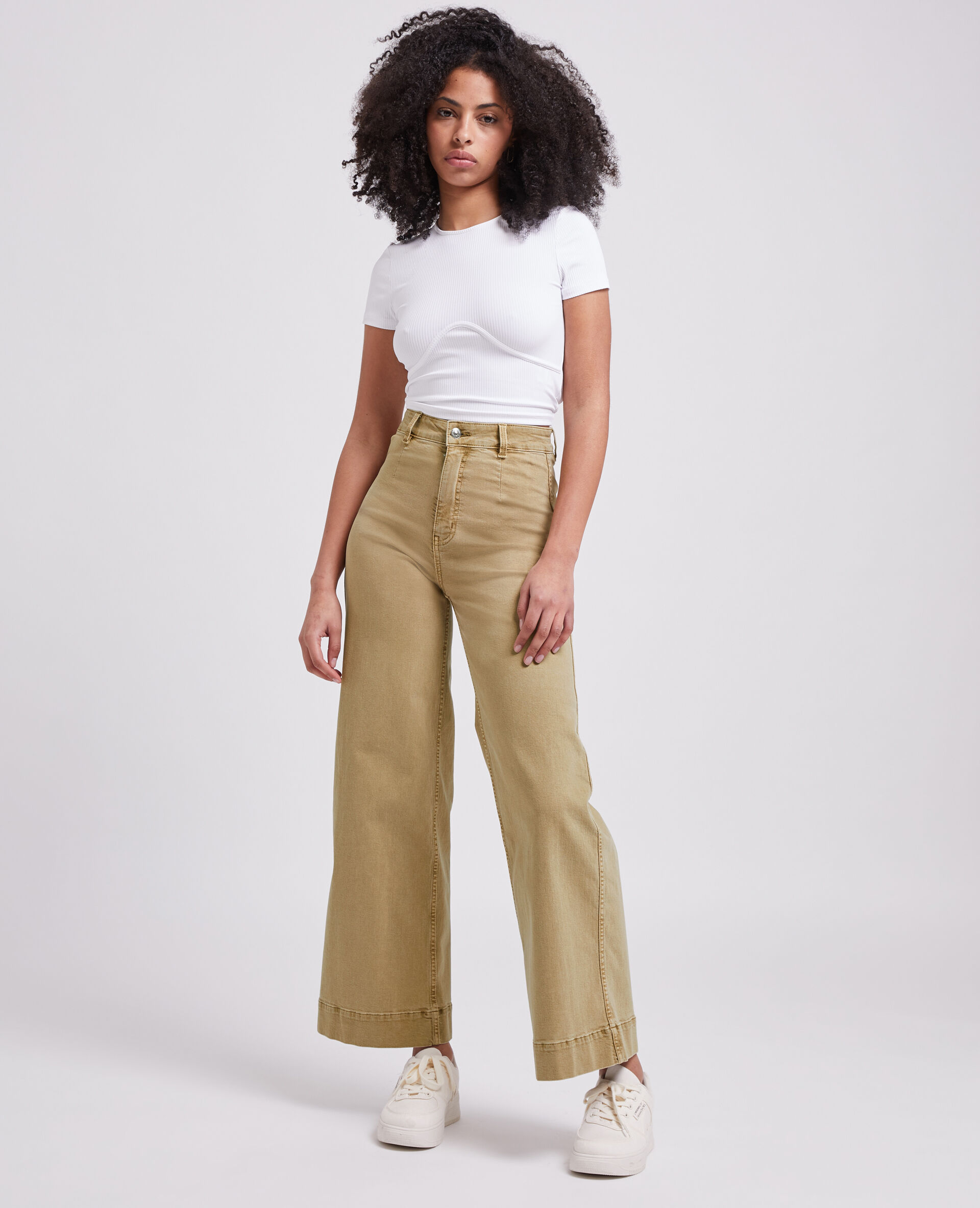Jean wide taille haute - Camel