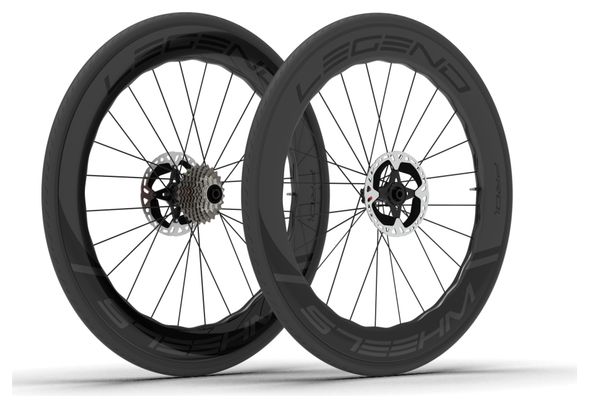 Paire de Roues Legend Wheels 68P PRO4 Wave - 12X100 - 12X142mm - DT 240 EXP - Disc Centerlock - Shimano / Sram
