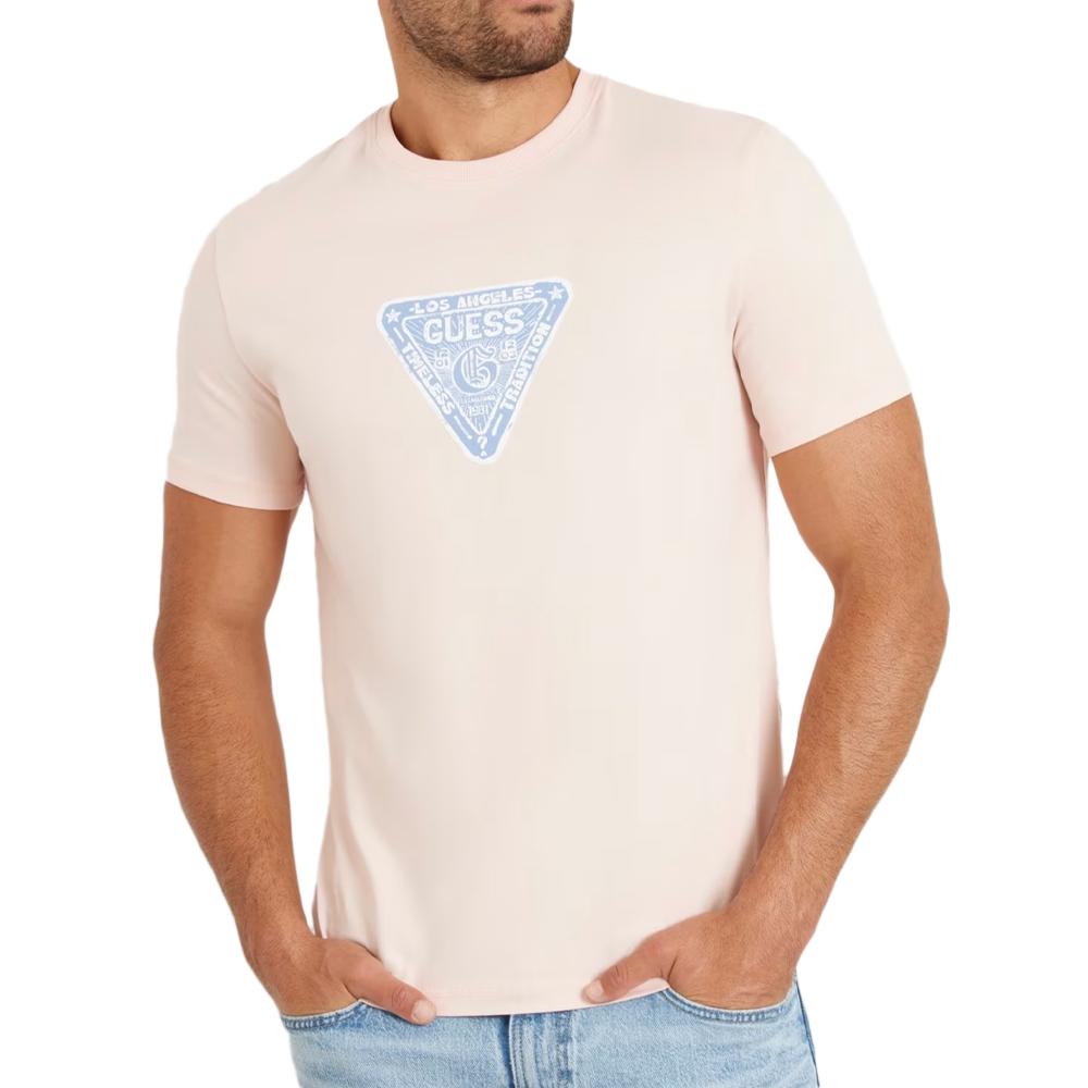 Guess T-shirt Rose Homme Guess Small Triangle Logo