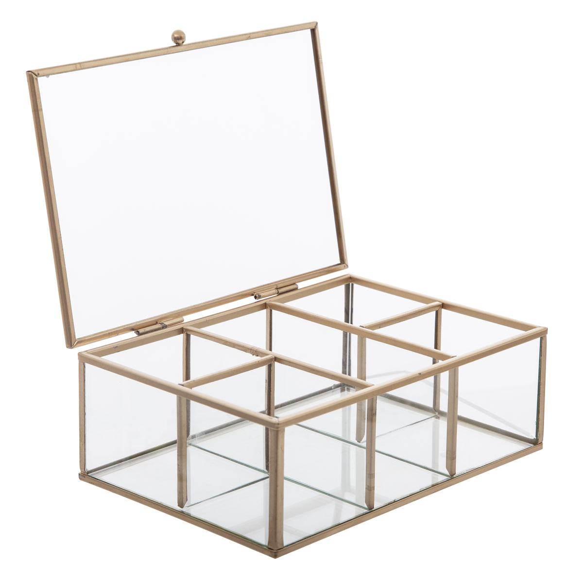 BOITE BIJOU VERRE MOOD DORE L.20CM