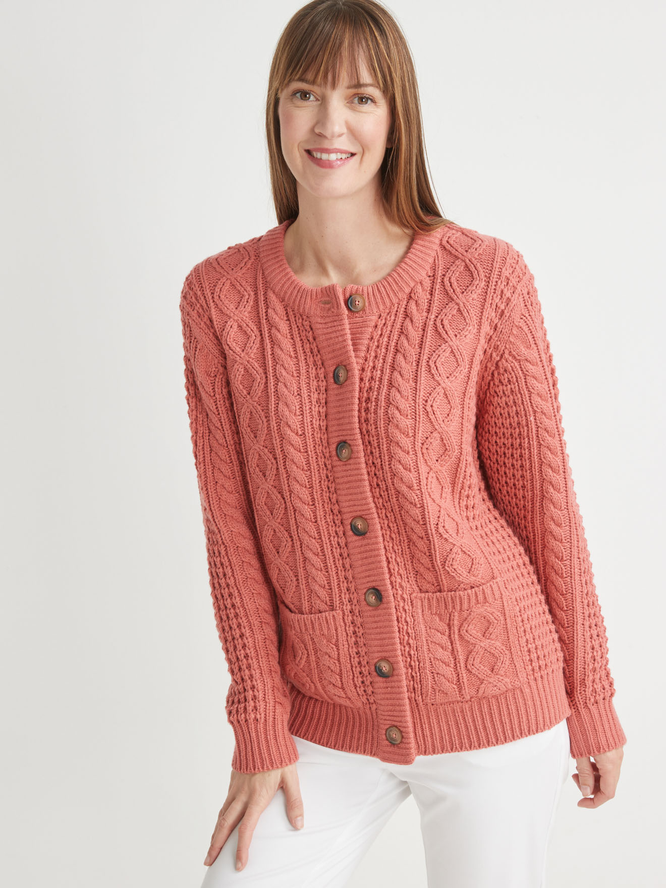 Cardigan torsadé col rond