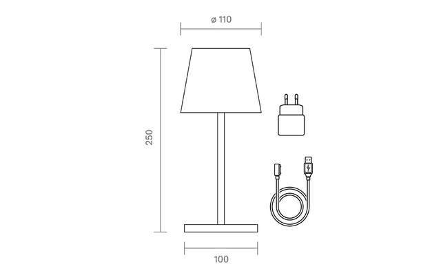 Sigor Akku-Tischleuchte Nuindie mini 250 mm