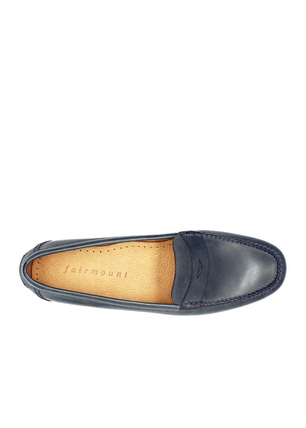 MOCASSIN SIMPLE ROUND CUIR BLEU