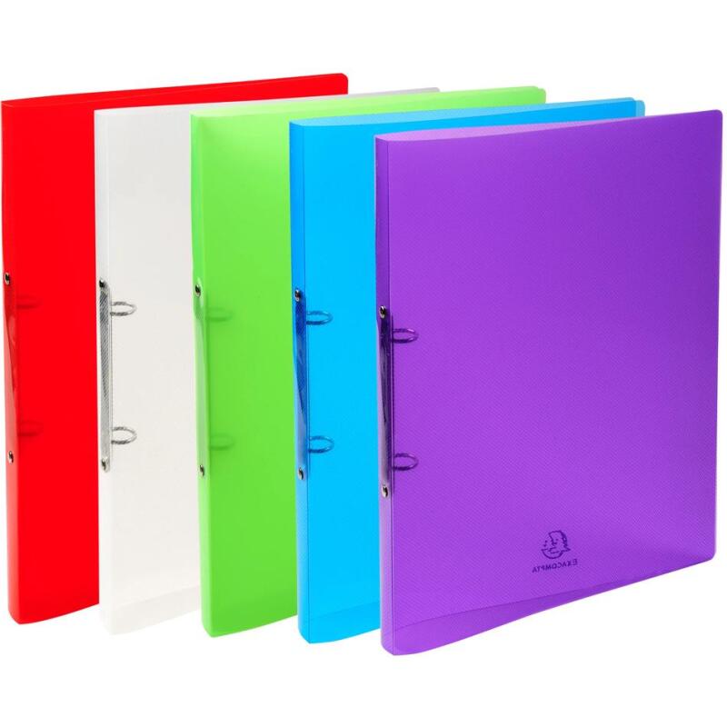 Classeur 2 anneaux plastifié Exacompta Crystal colours A4 - Dos 2 cm couleurs assorties