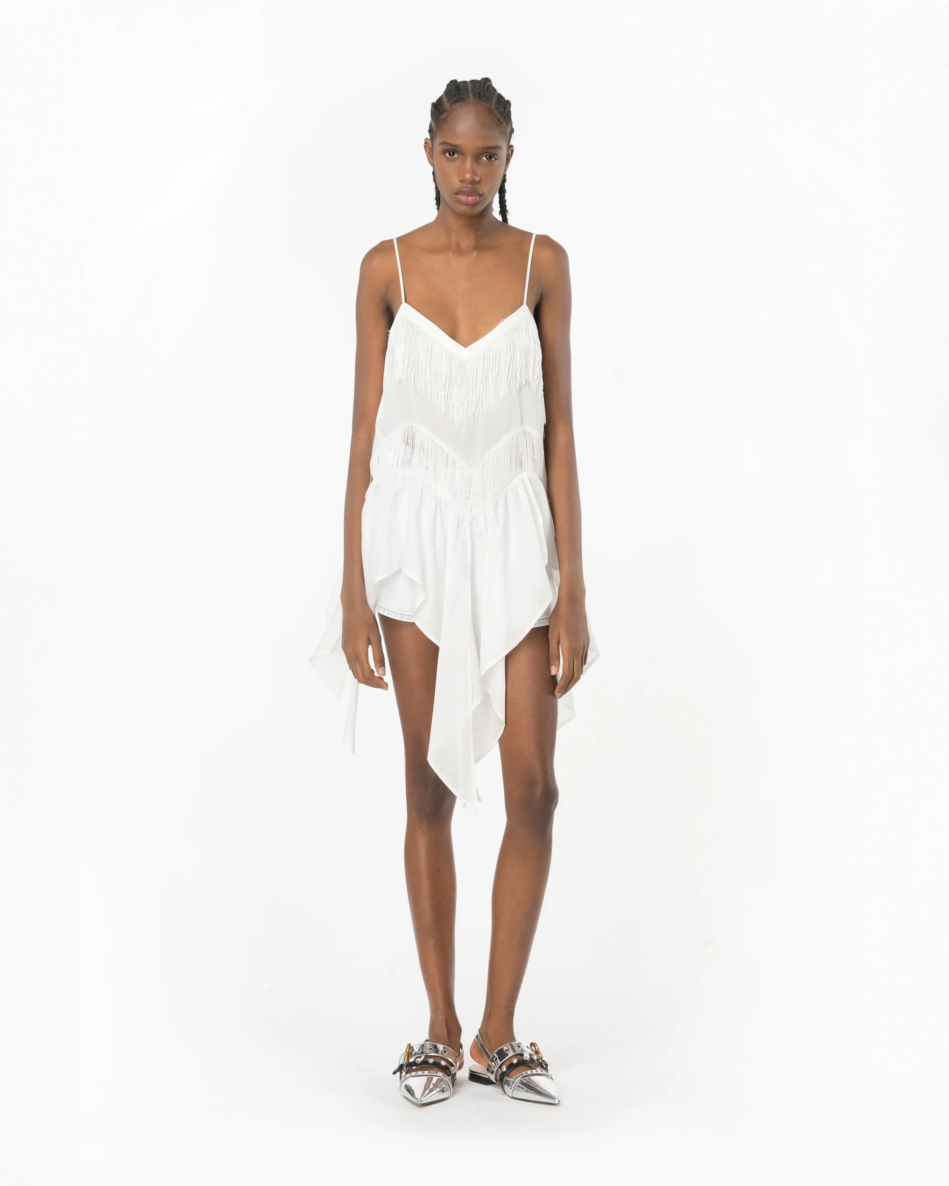 Top à franges | Blanc