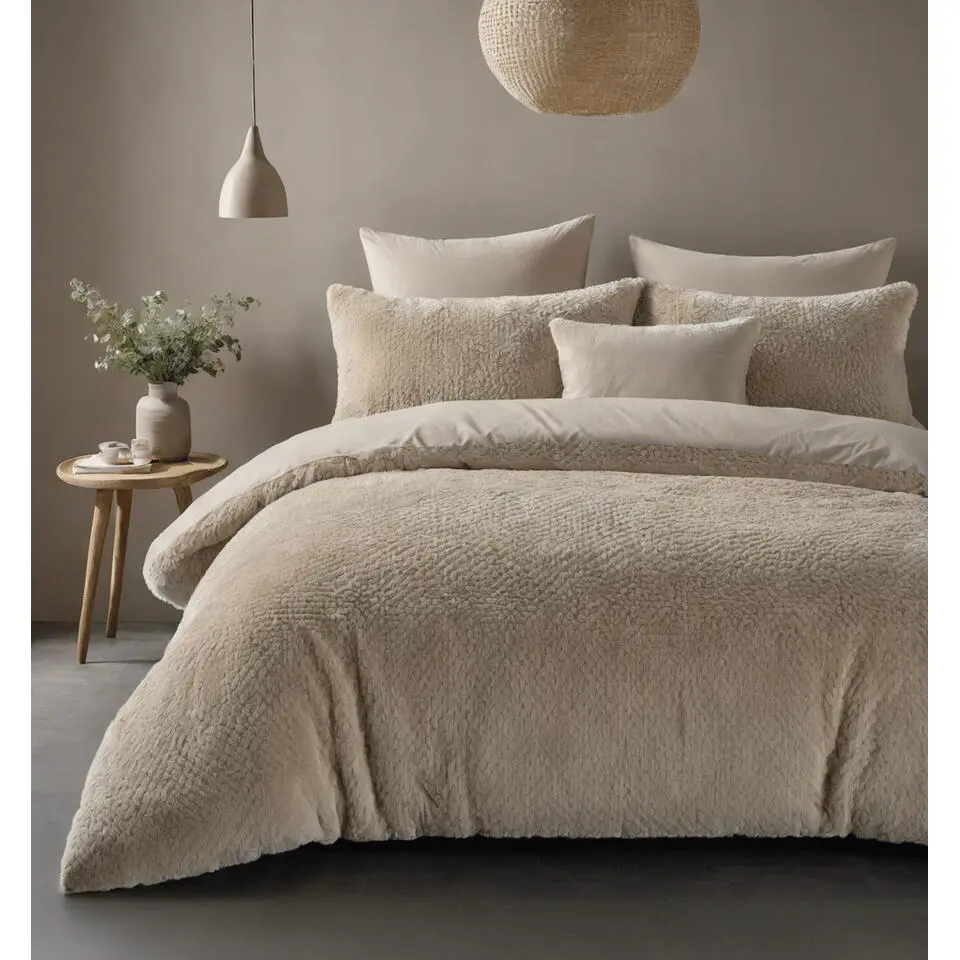 Dekbedovertrek Fur Teddy 140x220 – Fluweelzacht & Knus Design – Taupe