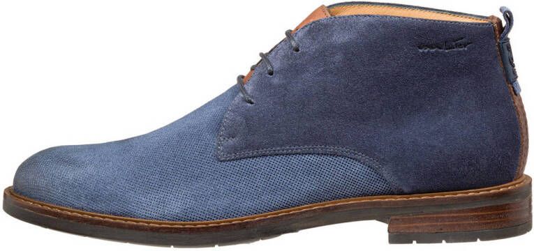 Van Lier Boston suède veterschoenen blauw