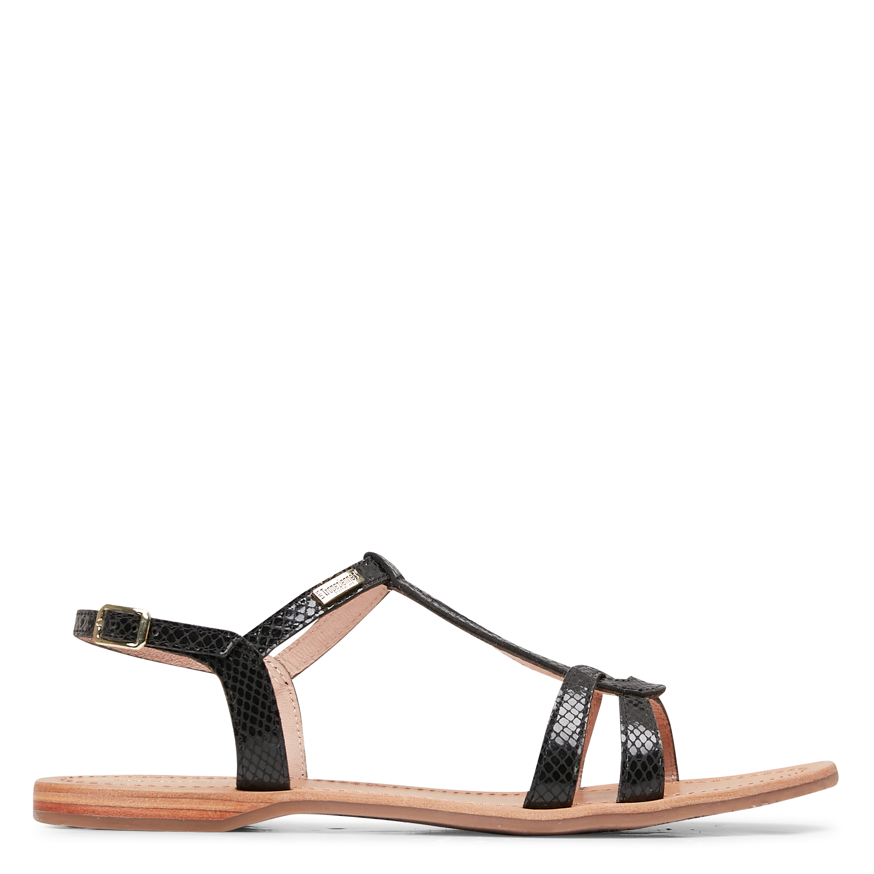 HACKLIO - Sandales plates en cuir | Noir
