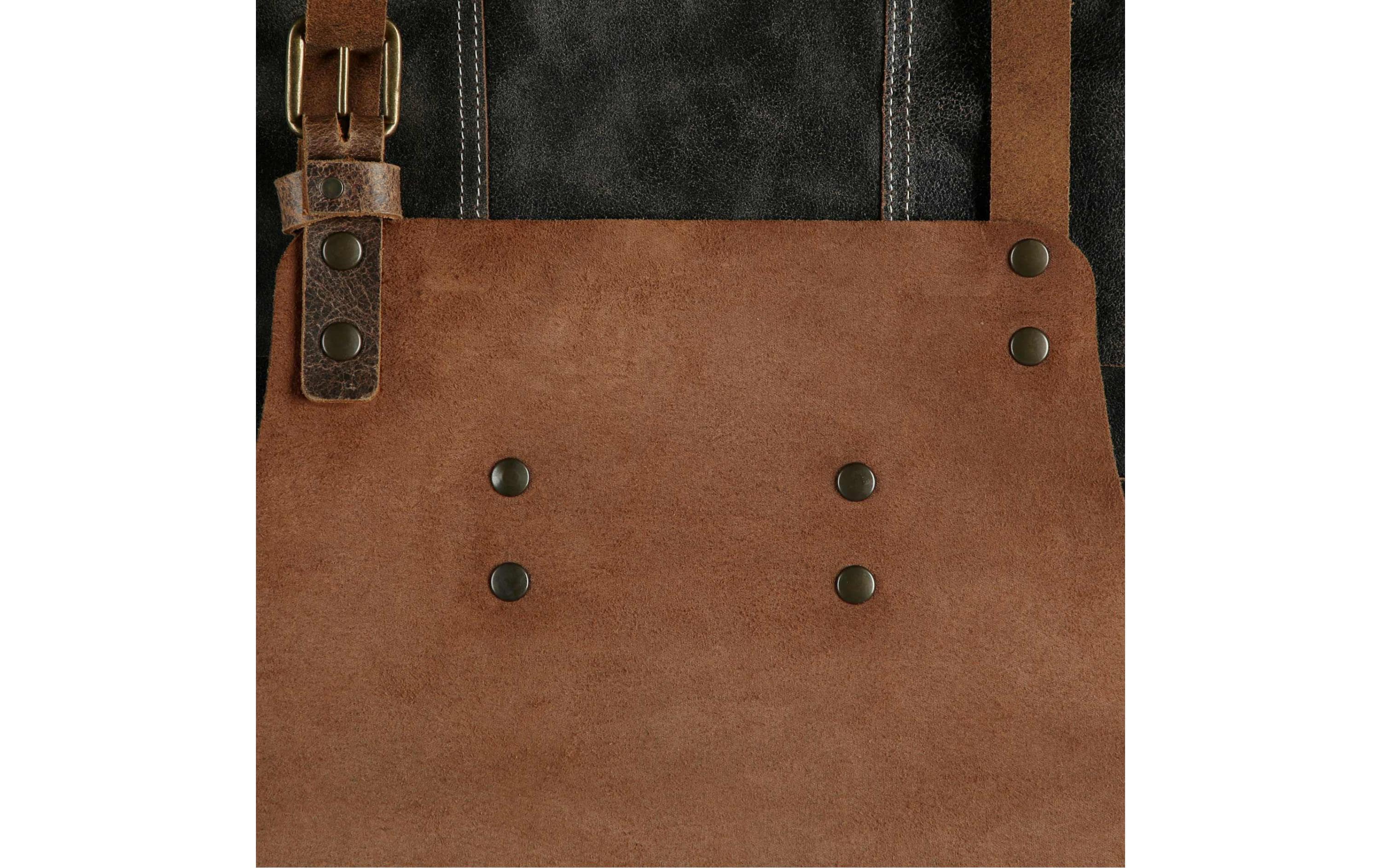 Grillschürze Antikleder, Braun, Grösse 3<br>Lederschürze für den Grillmeister, mit Taschen
