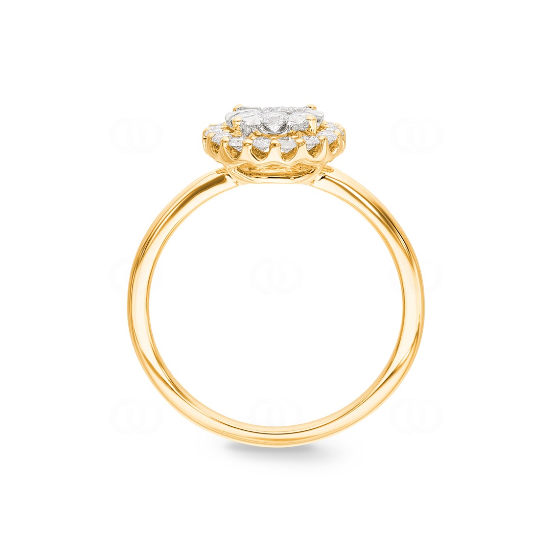 0.50 Karat Diamanten Halo Ring 750/18 K Gelbgold