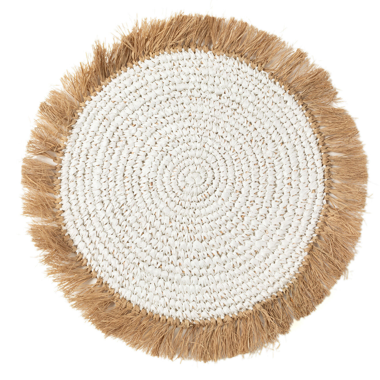 Bazar Bizar Set de table Raphia blanc/naturel -  D.45 cm