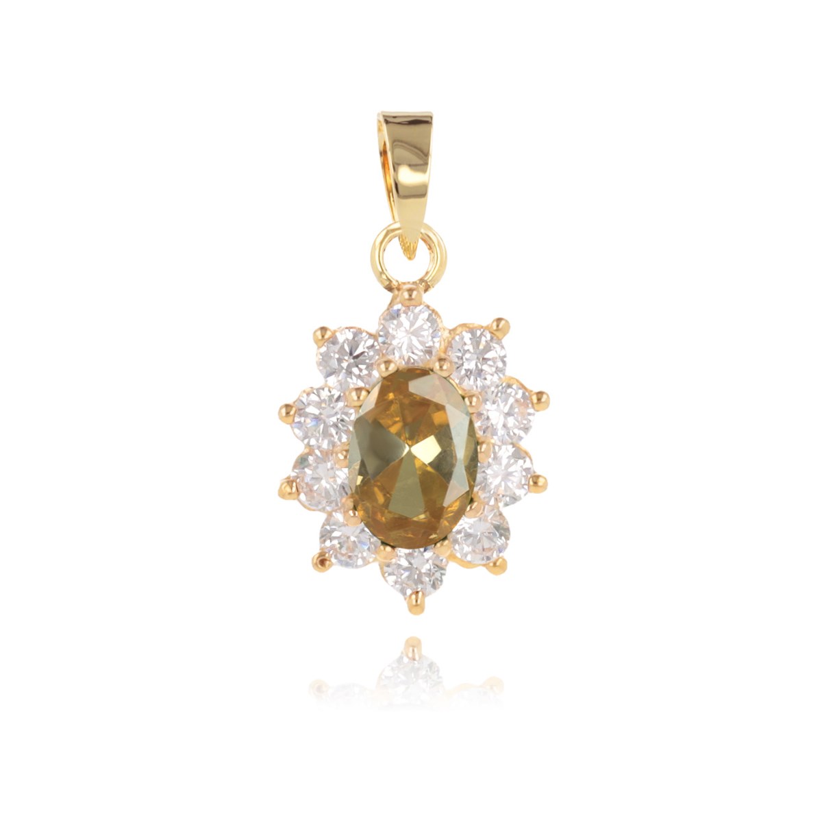 Pendentif plaqué or cubic zirconia champagne et cubic zirconia