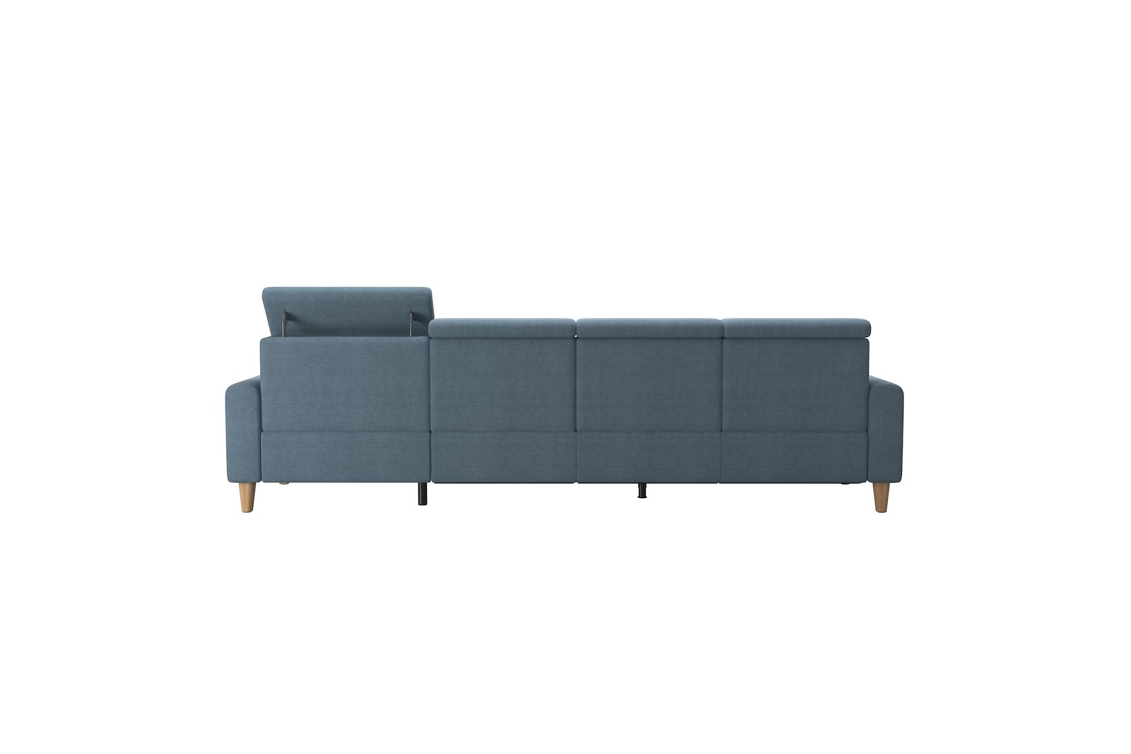 Anna 3-seter med LS Tekstil Dahlia Light Blue med A1 arm og eikbeisede skrå ben, 14 cm. (Power-Manual-Manual)