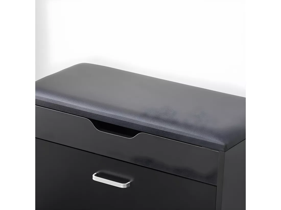 SoBuy Banc à Chaussures Meuble Chaussures Commode à Chaussures Meuble d’entrée 1 abattant avec Assise Rabattable Coussin Rembourrée – 60x30x49 cm, FSR95-SCH